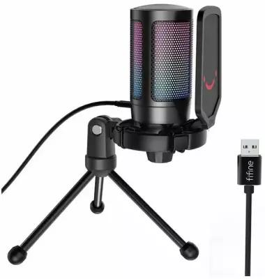 Конденсаторный USB Микрофон Fifine A6V Ampligame с RGB-подсветкой (Black)