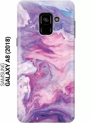 Ультратонкий силиконовый чехол-накладка для Samsung Galaxy A8 (2018) с принтом "Purple Marble"