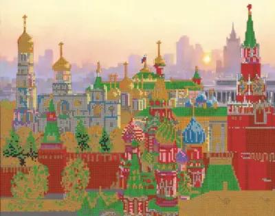 Стразы для рукоделия (алмазная мозаика) комплект к схеме Диамант "Стены Кремля", 38х48 см (артикул ДК420)