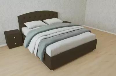 Односпальная кровать Берлин 80x200 основание металлическое с ламелями велюр коричневый ножки 13 см хром