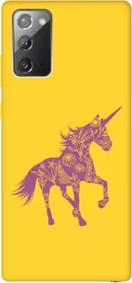 Силиконовый чехол на Samsung Galaxy Note 20, Самсунг Ноут 20 Silky Touch Premium с принтом "Floral Unicorn" желтый