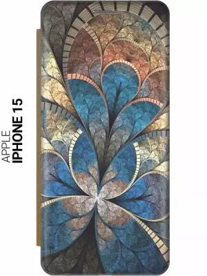 Чехол-книжка на Apple iPhone 15 / Эпл Айфон 15 с рисунком "Великолепный век" золотистый
