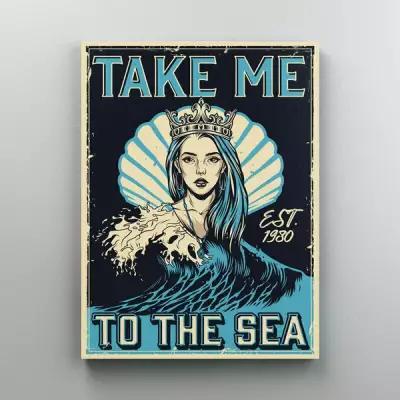 Интерьерная картина на холсте "Винтажный постер - девушка русалка" размер 45x60 см