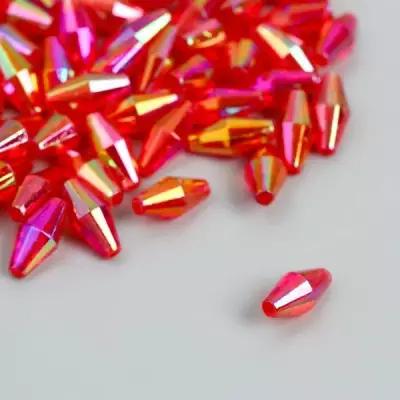Бусины для творчества пластик Ромб-кристалл голография красный набор 20 гр 0,6х0,6х,2 см 989630 1 шт