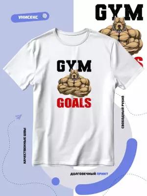 Футболка SMAIL-P gym goals с накаченным питбулем, размер 4XS, белый