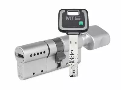 Цилиндр Mul-t-Lock MT5+ ключ-вертушка (размер 31х40 мм) - Никель, Флажок (3 ключа)
