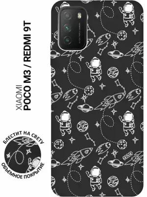 Ультратонкая защитная накладка Soft Touch для Xiaomi Poco M3 с принтом "Space W" черная