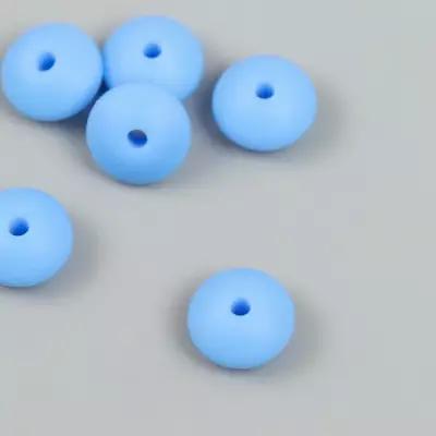 Бусина силикон Сплющенная фарфорово-голубая d-1,2 см 6 шт