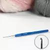 Крючок для вязания, с пластиковой ручкой, d - 1,5 мм, 13,5 см, цвет синий 10 шт