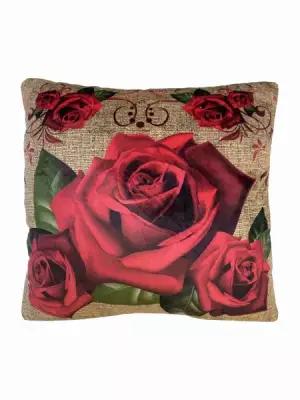 Подушка декоративная Роза красная, размер 35х35 см., для дивана и кресла, подарок на день рождения, подарок на 8 марта, подарок женщине