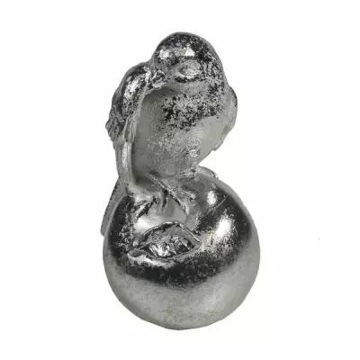 Фигура декоративная Птичка на яблоке чистит перья цв. серебро 7,5*6,5*12 KSMR-715290/D094