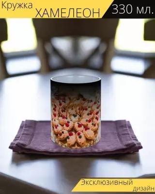 Кружка хамелеон с принтом "Десерты, шведский стол, буфет" 330 мл