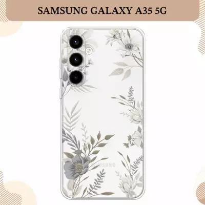 Силиконовый чехол "Цветы сепия" на Samsung Galaxy A35 5G / Самсунг Галакси А35 5G, прозрачный