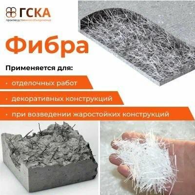 Фиброволокно, фибра для бетона, добавка в раствор 12 мм, 5кг (5шт по 1кг) ГСКА®