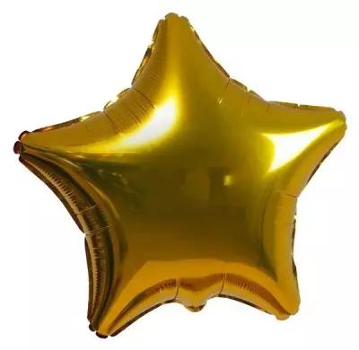 Шар фольгированный 19", звезда, цвет золотой (5 шт)