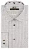 Рубашка мужская длинный рукав GREG 155/238/018/ZN/1p STRETCH, Прилегающий силуэт / Super Slim fit, цвет Бежевый, рост 174-184, размер ворота 43