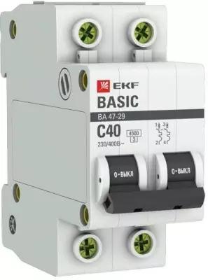 mcb4729-2-40C Автоматический выключатель EKF 47-29 Basic 40А 2п 4.5кА, C