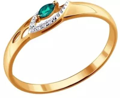 Кольцо Diamant online, красное золото, 585 проба, изумруд, бриллиант, размер 17