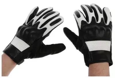 Перчатки мотоциклетные с защитными вставками, кожаные, размер XL, черно-белый