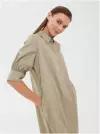 Платье-рубашка Gerry Weber, хлопок, повседневное, прямой силуэт, мини, карманы, размер M, зеленый, хаки