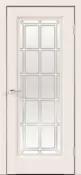 Дверное полотно Экошпон ALTO 9 со стеклом 800х2000 цвет Ваниль Эмалит стекло каленое Английская Решетка левое/правое