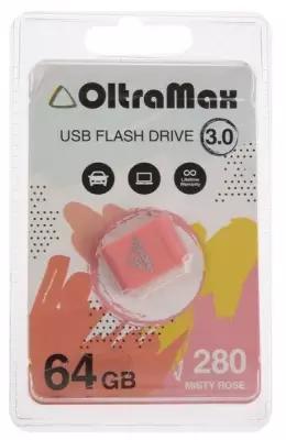 Флешка OltraMax 280, 64 Гб, USB3.0, чт до 70 Мб/с, зап до 20 Мб/с, Misty Rose