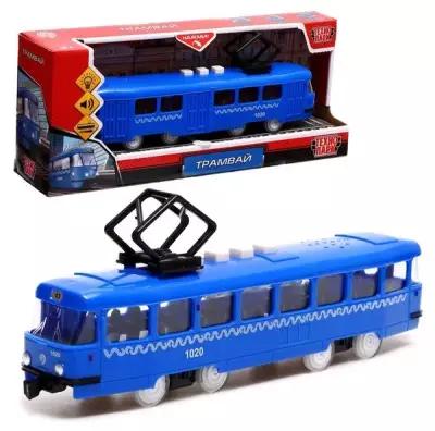 Модель пластик "Трамвай метрополитен", 21 см, 3 кноп, ин, синий, свет-звук TRAMOLD-22PLMOS-BU