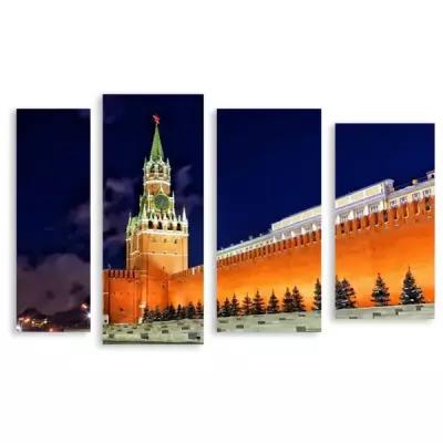 Модульная картина на холсте "Вечерний Кремль" 90x59 см