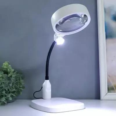 Лампа-лупа х10 для творчества LEDx6 от сети линзы d=12 см