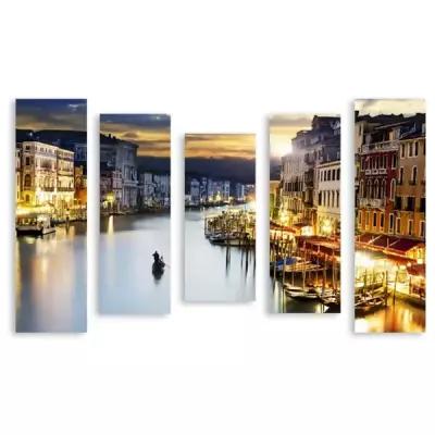 Модульная картина на холсте "По вечерней Венеции" 120x79 см