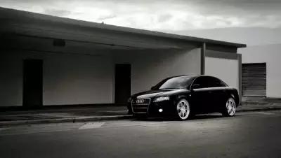 Картина на холсте 40x40 LinxOne "Audi чёрная black ауди a4" интерьер для дома / декор на стену / дизайн