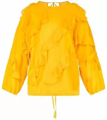 Блуза Hache, классический стиль, длинный рукав, размер 42, оранжевый