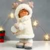Сувенир керамика свет Малышка в шубке и с рожками на капюшоне, со снежком 44х22х19 см