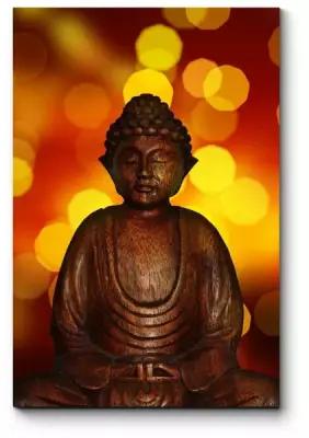 Модульная картина Статуя Будды на фоне огней100x150