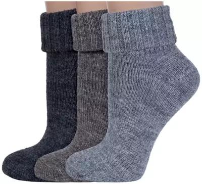 Комплект из 3 пар женских шерстяных носков RuSocks (Орудьевский трикотаж) микс 9, размер 23-25 (36-39)