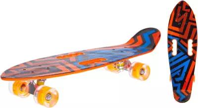 Скейтборд детский пластиковый. оранжевый/синий с принтом. арт. IT106634