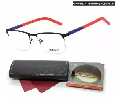 Спортивные тонированные очки с футляром на магните BULLFINCH мод. 6312 Цвет 1 с линзами NIKITA 1.56 GRADIENT BROWN, HMA/EMI -1.00 РЦ 66-68