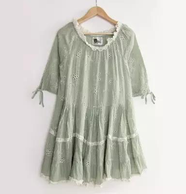 Платье женское в стиле бохо, 100% хлопок, Испания, ID: U4536Vg (M (44-46), Зелёный)