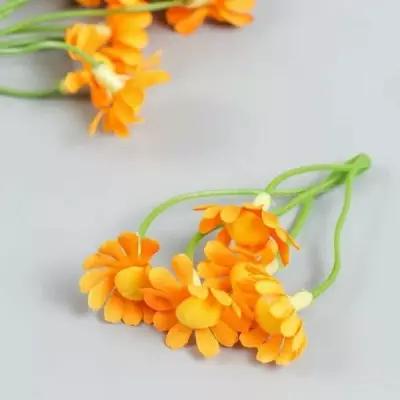 Цветы для декорирования "Ромашки в связке" цветок d-2 см оранжевые 7 см