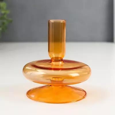 Подсвечник стекло на 1 свечу "Эсон" прозрачный оранж d=1 см 11 см
