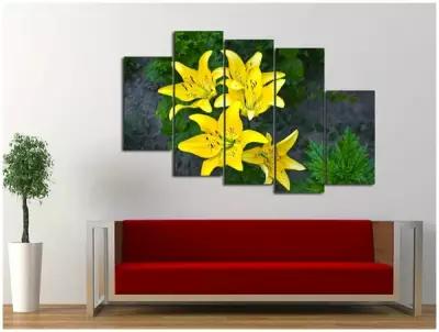Модульная картина на Дереве - "Желтые лилии", размер 90х60 см