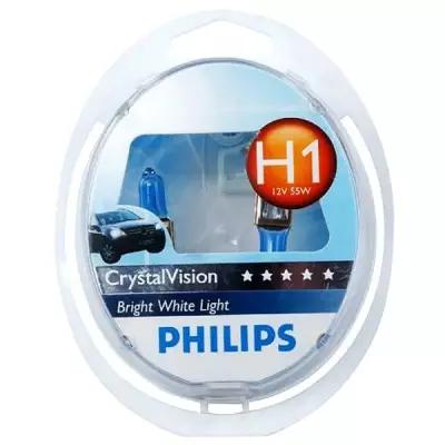 Лампа H1 12/55w Philips Crystal Vision (2шт) + W5w (2шт) Евробокс P14.5s Philips арт. 12258CVSM