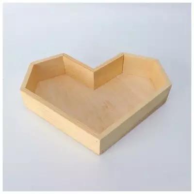 Кашпо деревянное 25×4.5 см "Сердце" подарочное, натуральный