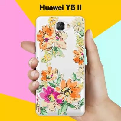 Силиконовый чехол на Huawei Y5 II Оранжевые цветы / для Хуавей У52