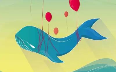 Постер на экокоже 50x80 LinxOne "Кит, воздушные шарики, полет" интерьер для дома / декор на стену / дизайн