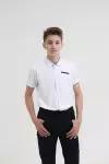 Школьная рубашка Formaschool, прямой силуэт, на пуговицах, короткий рукав, без карманов, однотонная, размер 9/134, белый