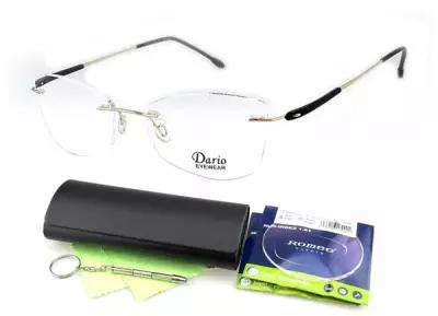 Безободковые очки на втулках DARIO с футляром мод. 310370 Цвет 1 с асферическими гидрофобными линзами ROMEO ASP 1.61 HMC/EMI -3.50 РЦ 60-62