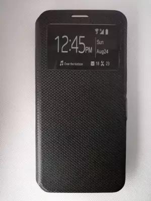 Чехол-книжка для Xiaomi Redmi Note 12s черного цвета с окошком, магнитной застежкой и подставкой