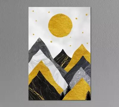Картина интерьерная на холсте Poly Print Art "Золотые горы в зимний солнечный день" 70х50 см