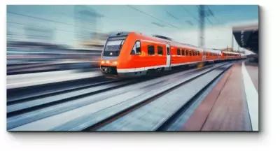 Модульная картина Высокоскоростной красный пассажирский пригородный поезд220x110